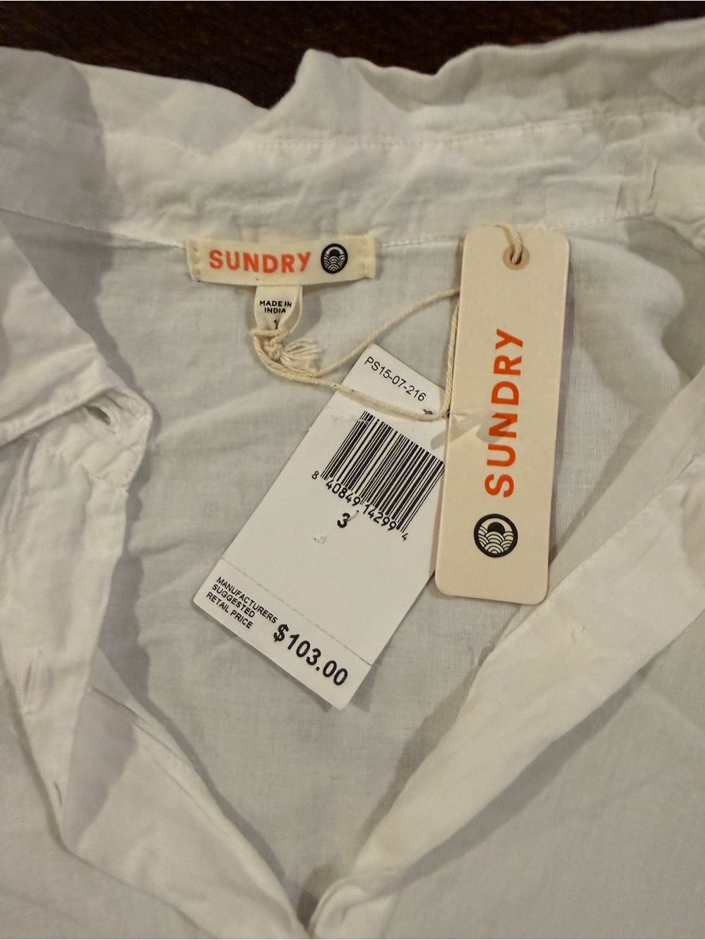 NWT Sundry White Sheer Button Front Beach Shirt Top Large - Picture 2 of 9